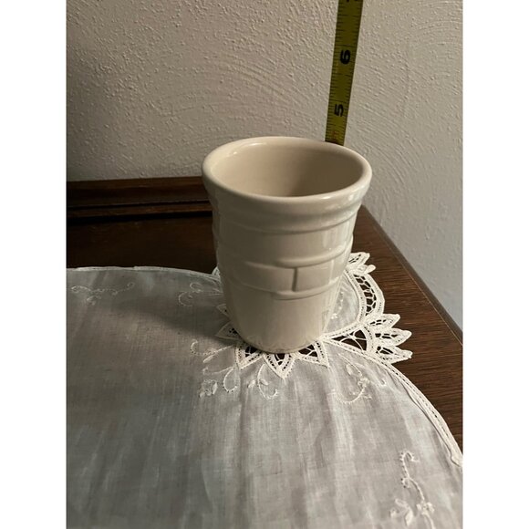 Longaberger Pottery Woven Traditions Ivory Tumbler or Flower Pot - Picture 4 of 4